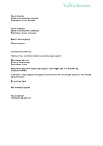 Adreswijziging, aan wie geeft u de wijziging door en 2 voorbeeld brieven