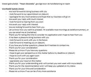 Brief afsluiten Engels, voorbeeld zinnen en groet bij een Engelse brief