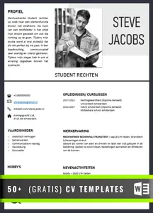 CV voorbeeld student WO, met behulp van onze templates en tips maak je eenvoudig je CV als student, ook als je nog niet zo veel ervaring hebt. 
