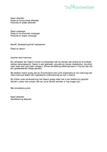 Voorbeeld Aanbevelingsbrief, 4 voorbeeld brieven ter inspiratie voor het schrijven van een goede aanbevelingsbrief. Bekijk en download de voorbeelden. 
