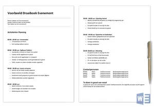 Voorbeeld Draaiboek | Maak je draaiboek voor een Feest of Evenement | Bereid jezelf goed voor en Instrueer de Belangrijke Leveranciers en Personen | Voorbeelden