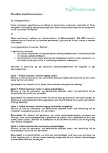 Addendum arbeidsovereenkomst, uitleg over het vastleggen van aanvullende voorwaarden en een voorbeeld addendum