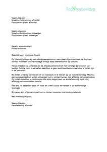 Brief einde contract, verschillende voorbeeld brieven bij het beëindigen van een contract.