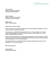 Brief functiewijziging, 3 voorbeeld brieven voor het wijzigen van een functie.  