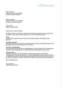 Brief juridisch advies, 2 voorbeeldbrieven voor een juridisch advies. 