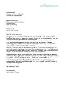 Brief minister, wat kan je verwachten bij een brief aan de minister, de adressering van de brief. Bekijk en download het gratis voorbeeld. 
