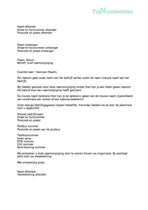 Brief naamswijziging, waar moet je aan denken bij een naamswijziging en een voorbeeld brief. 