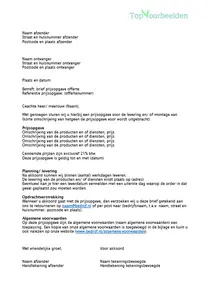 Brief prijsopgave, 2 voorbeeld brieven voor de aanvraag en het uitbrengen van een prijsopgave. Bekijk en download de gratis voorbeelden.  