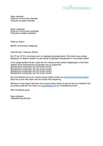 Brief privacy wetgeving, 3 voorbeeld brieven. Bekijk en download de gratis voorbeelden. 