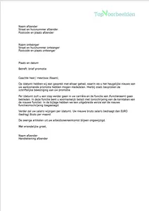 Brief promotie, 3 voorbeeld brieven voor de bevestiging van een promotie. Bekijk en download de gratis voorbeelden. 