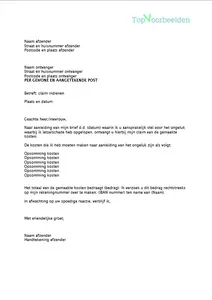 Claim indienen, een voorbeeld brief voor het indienen van een claim en waar je allemaal aan moet denken. 