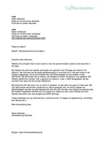 Klachtenbrief accommodatie, 2 voorbeeld klachtenbrieven voor het reisbureau bij een slechte accommodatie. Bekijk en download de gratis voorbeelden. 