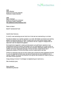 Klachtenbrief hotel, 2 voorbeeld brieven om een klacht in te dienen bij een hotel. Bekijk en download de gratis voorbeelden. 