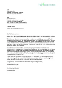 Klachtenbrief restaurant, 2 voorbeeld brieven om een klacht in te dienen bij een restaurant. Bekijk en download de voorbeelden. 