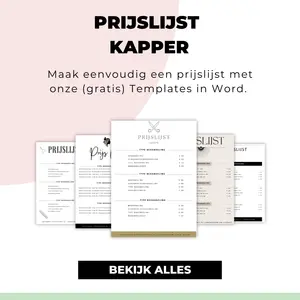 Prijslijst voorbeeld kapper