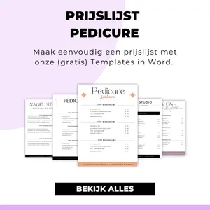 Prijslijst voorbeeld pedicure - maak een mooie prijslijst met behulp van onze tips en voorbeeld templates. Download in Word en verwerk jouw huisstlijl erin.