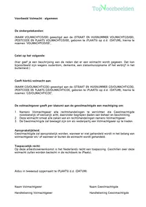 Algemene volmacht, informatie over de machtiging en 2 voorbeelden