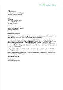 Voorbeeld bezwaarschrift factuur, voor wanneer je het niet eens bent met de factuur. Bekijk de diverse voorbeeld brieven. 