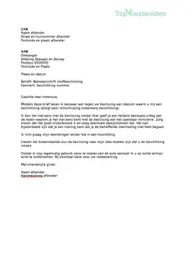 Voorbeeld bezwaarschrift strafbeschikking, voor wanneer je het niet eens bent met de beslissing van het OM om een strafbeschikking op te leggen. 