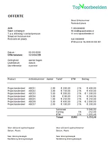 Voorbeeld offerte ZZP, eenvoudige voorbeeld offertes voor de ZZP-er in Excel en Word. Gratis top voorbeelden!