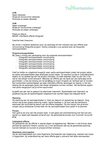 Voorbeeld offerte fotograaf, bekijk de gratis voorbeeld offertes en download de voorbeelden in Word en Excel. 