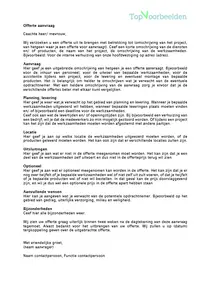 Voorbeeld offerteaanvraag algemeen, diverse gratis voorbeelden van offertes en aanvragen 