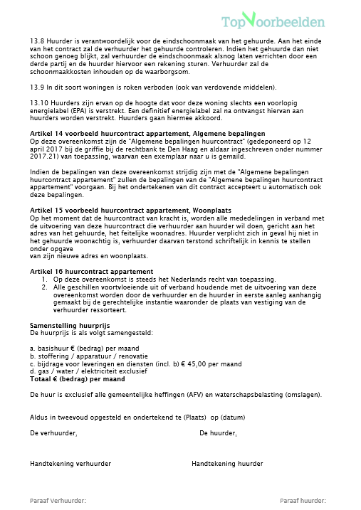 Huurcontract appartement