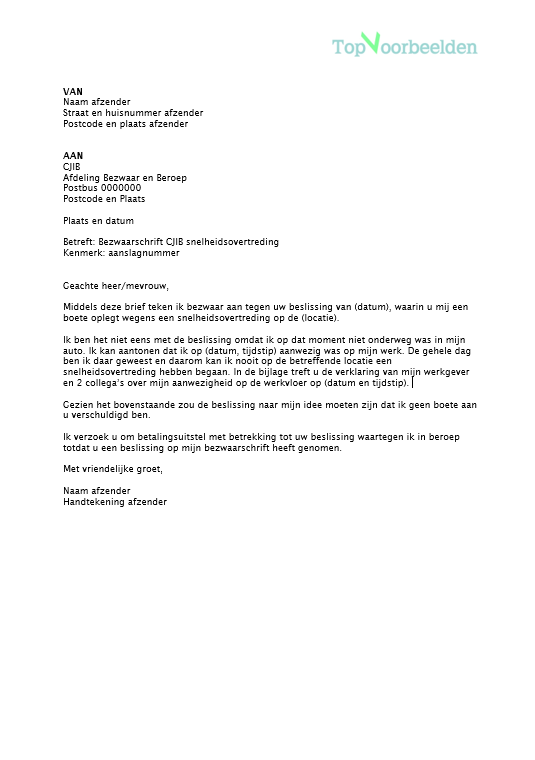 Voorbeeld Bezwaarschrift CJIB