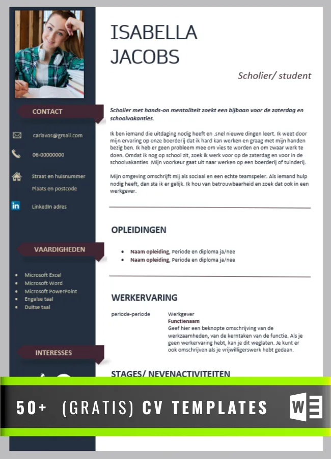 bellen Indringing Avonturier CV voorbeeld 16 jarige - (Gratis) een Professioneel CV maken