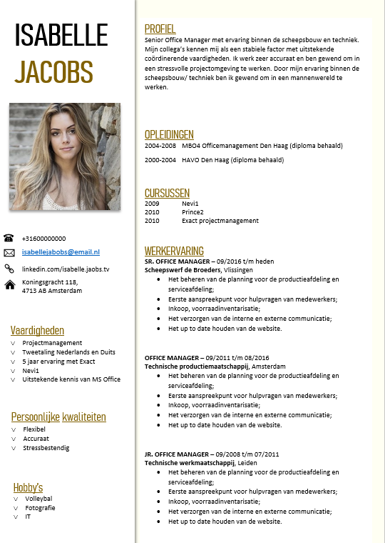 cascade Moreel onderwijs Ijsbeer CV voorbeeld 1 - Eenvoudig een Professioneel CV maken (Gratis)