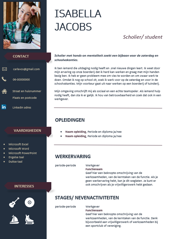 CV VOORBEELD 15 JARIGE