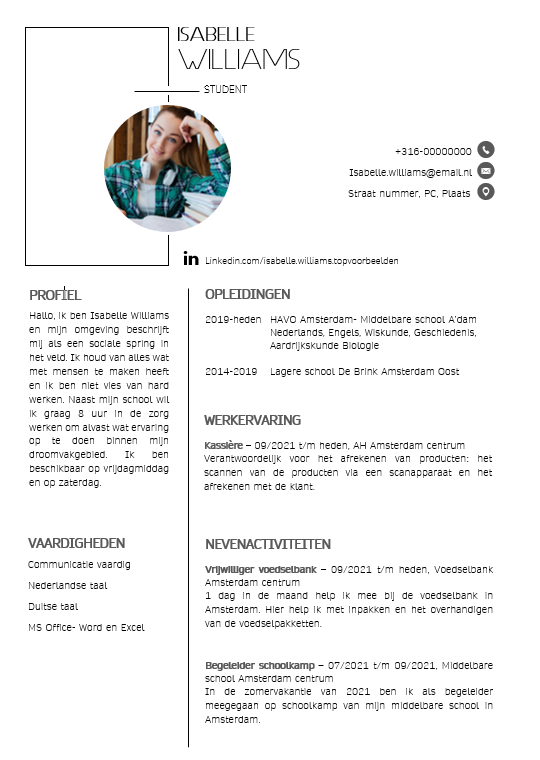 handelaar Walging met tijd CV voorbeeld student - (Gratis) een Professioneel CV maken