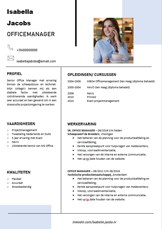 Sloppenwijk wees onder de indruk ik zal sterk zijn CV Voorbeeld 3 - Eenvoudig een Professioneel CV maken (Gratis)