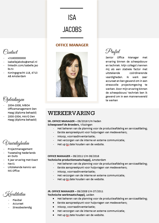 CV voorbeeld 5  Eenvoudig een Professioneel CV maken (Gratis)