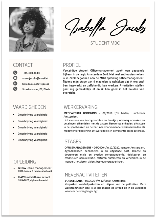 Cv Voorbeeld Student