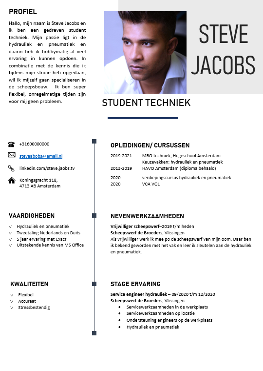 handelaar Walging met tijd CV voorbeeld student - (Gratis) een Professioneel CV maken