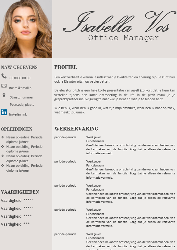 Cv Voorbeeld Word