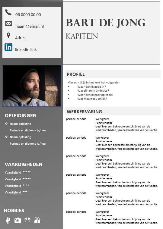 Verwonderlijk Gratis CV template WL-41