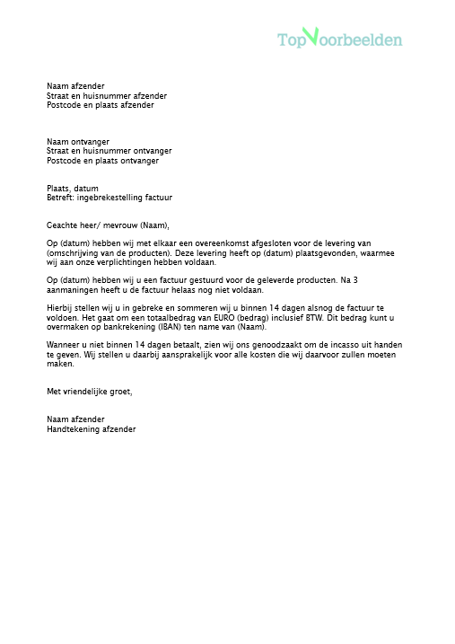 Brief ingebrekestelling