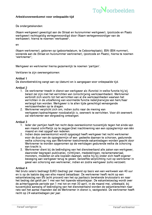 Arbeidsovereenkomsten