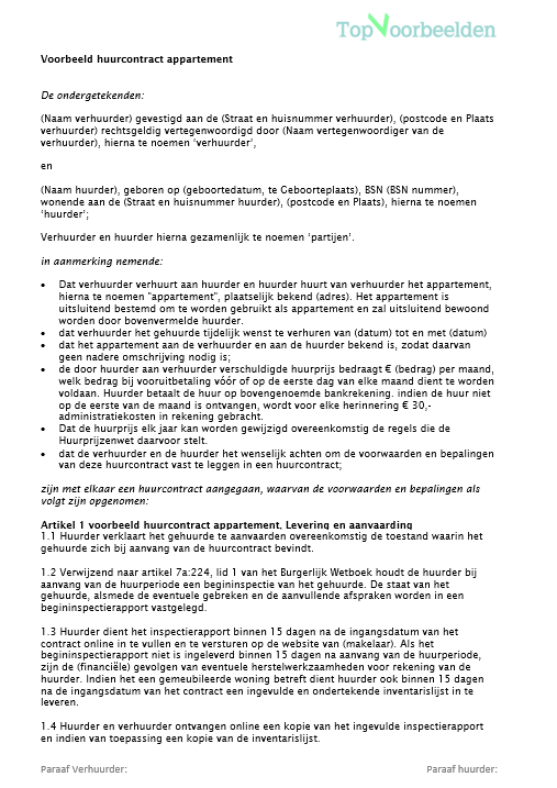 Op zoek naar een voorbeeld huurcontract? Download vandaag nog ons gratis voorbeeld huurovereenkomst en maak snel en eenvoudig je eigen huurovereenkomst.