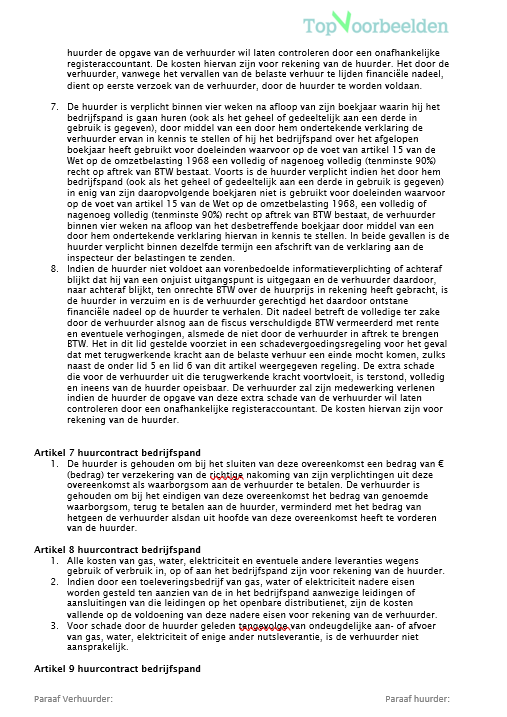 Huurcontract bedrijfspand