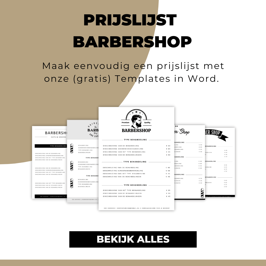 Prijslijst voorbeeld barbershop
