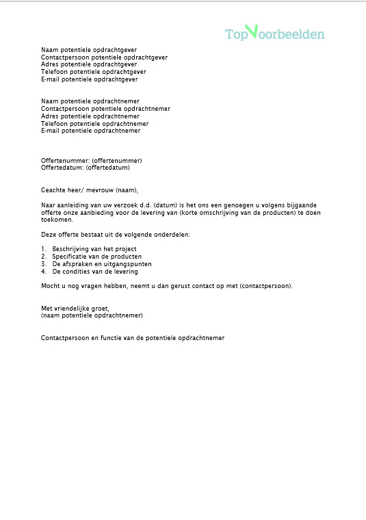 Voorbeeld Offerte