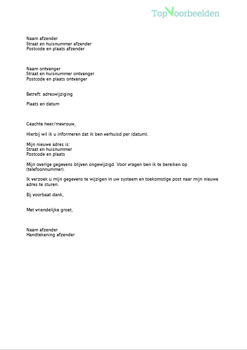 adreswijziging