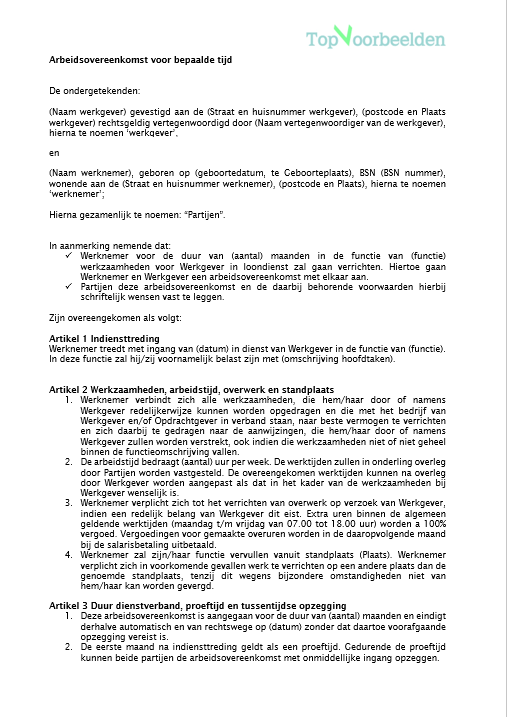 Arbeidsovereenkomsten